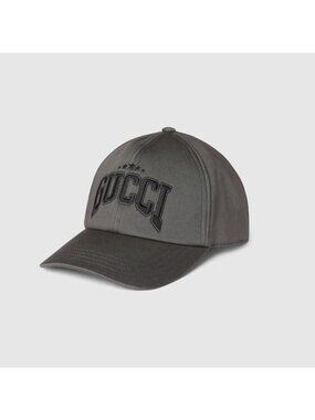 Gucci Embroidered Cotton Baseball Cap Grey M 58cm 817455